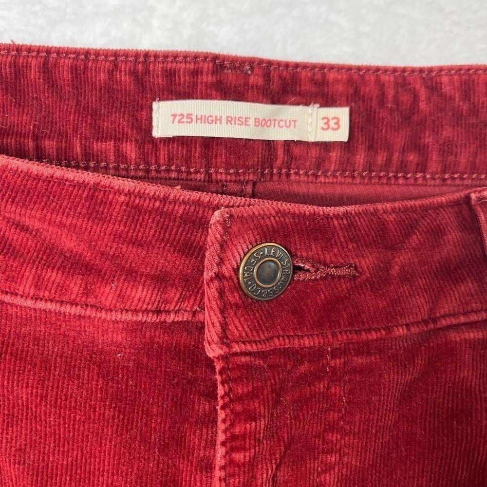 Levi’s 725 High Rise Boot Cut Maroon Corduroy Pants Sz 33 Academia Gilmore Girls - Picture 7 of 14
